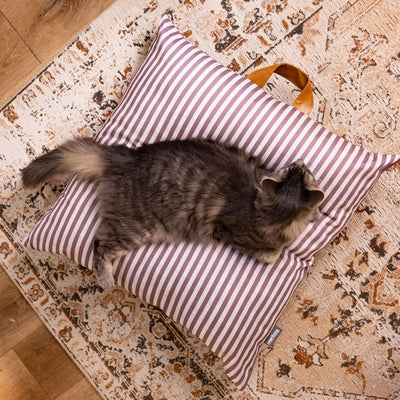 Pet Cushion Lounger Aubergine Stripe (Cats)
