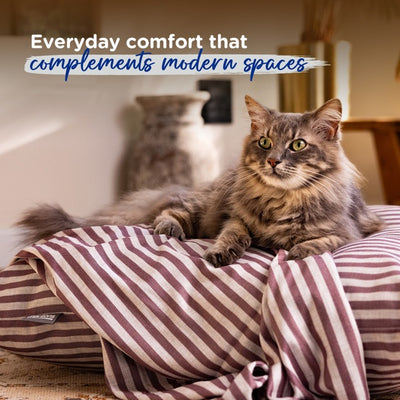 Striped Pet Fleece Blanket Aubergine (Cats)