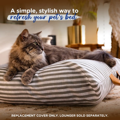 Pet Cushion Lounger Cover Olive Green Stripe (Cats)