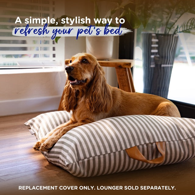 Pet Cushion Lounger Cover Olive Green Stripe (Dogs)