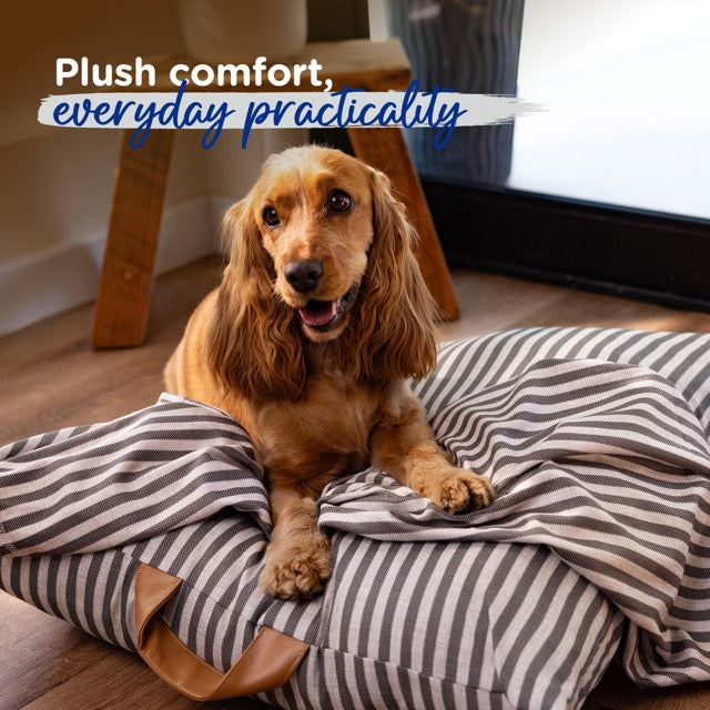 Pet Cushion Lounger Striped Grey (Dogs)
