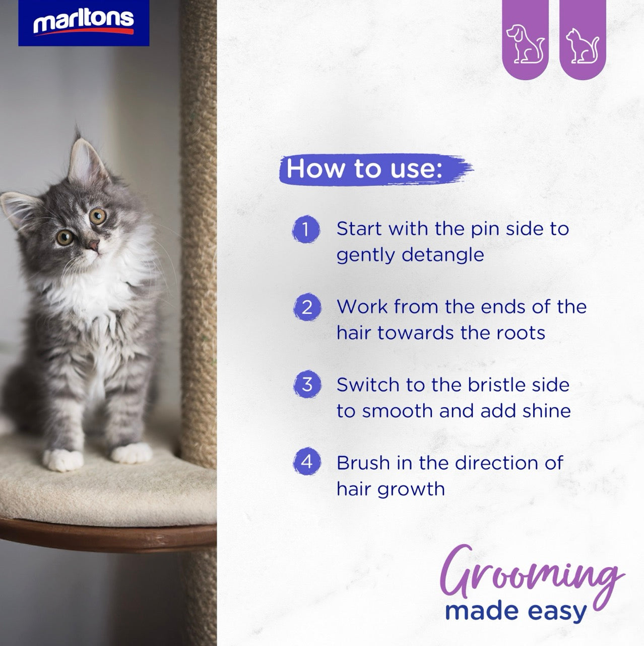 Marltons 2-in-1 Cat & Puppy Brush