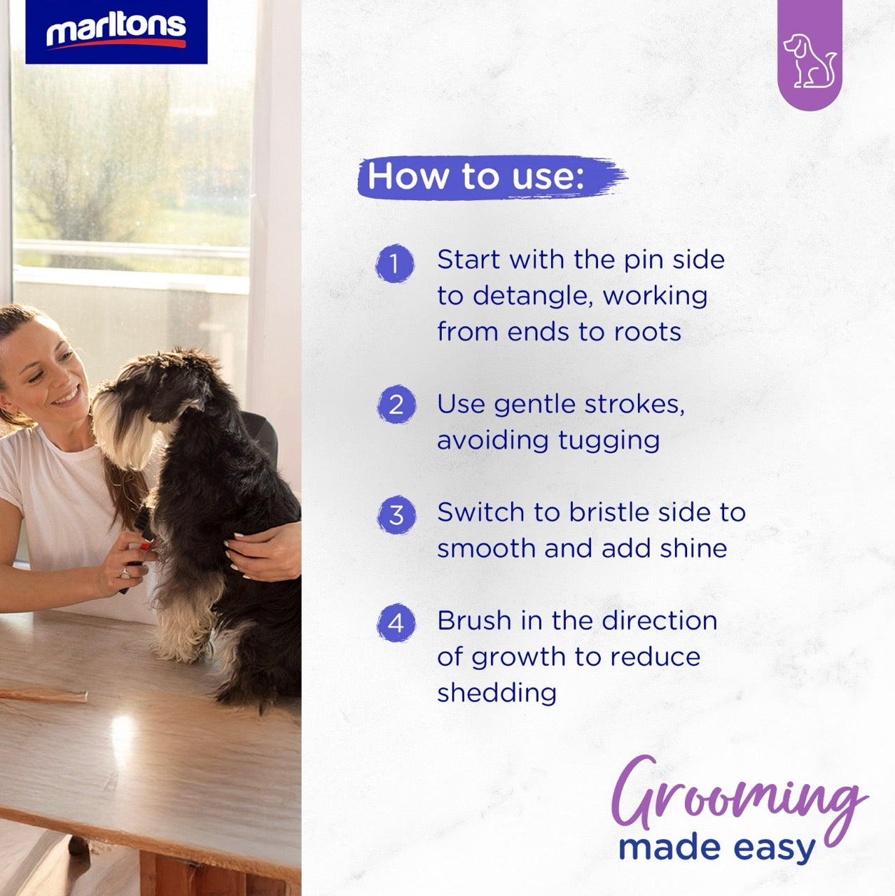 Marltons 2-in-1 Pin & Bristle Brush