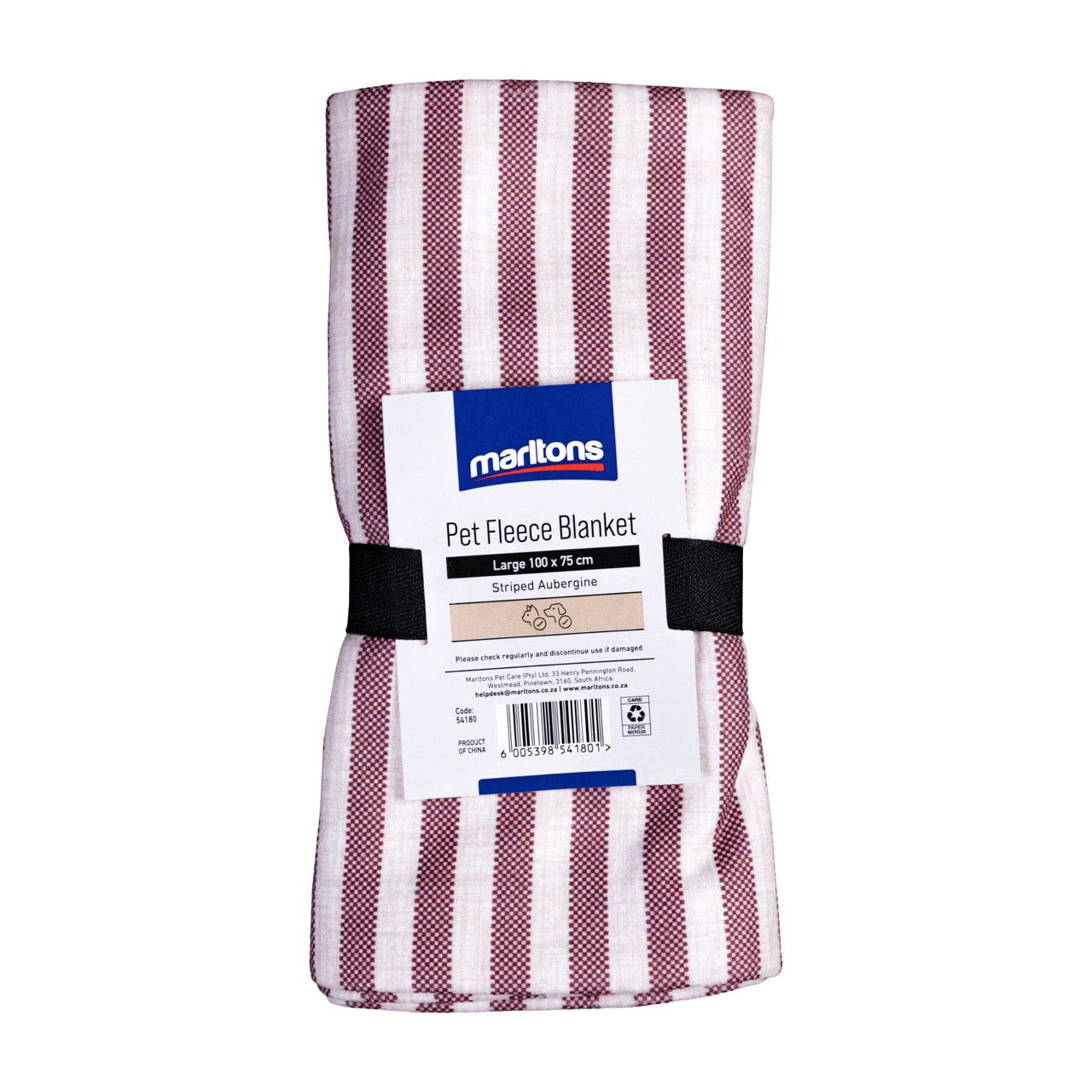 Striped Pet Fleece Blanket Aubergine