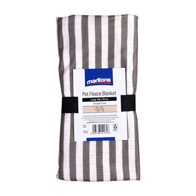 Striped Pet Fleece Blanket Grey