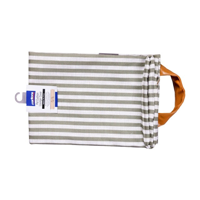 Pet Cushion Lounger Cover Olive Green Stripe (Cats)