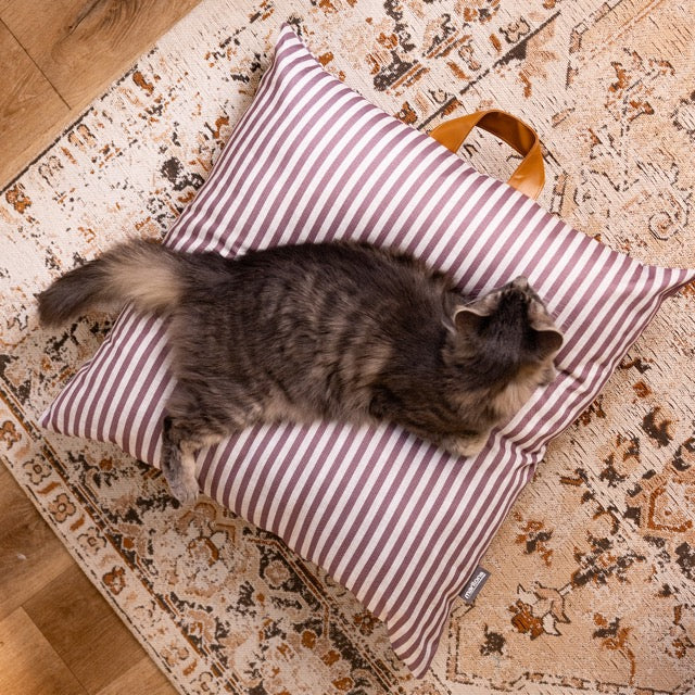 Pet Cushion Lounger Aubergine Stripe (Cats)