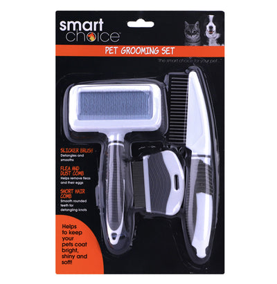 Pet Grooming Set 3 Pack Slicker Brush & 2 Combs